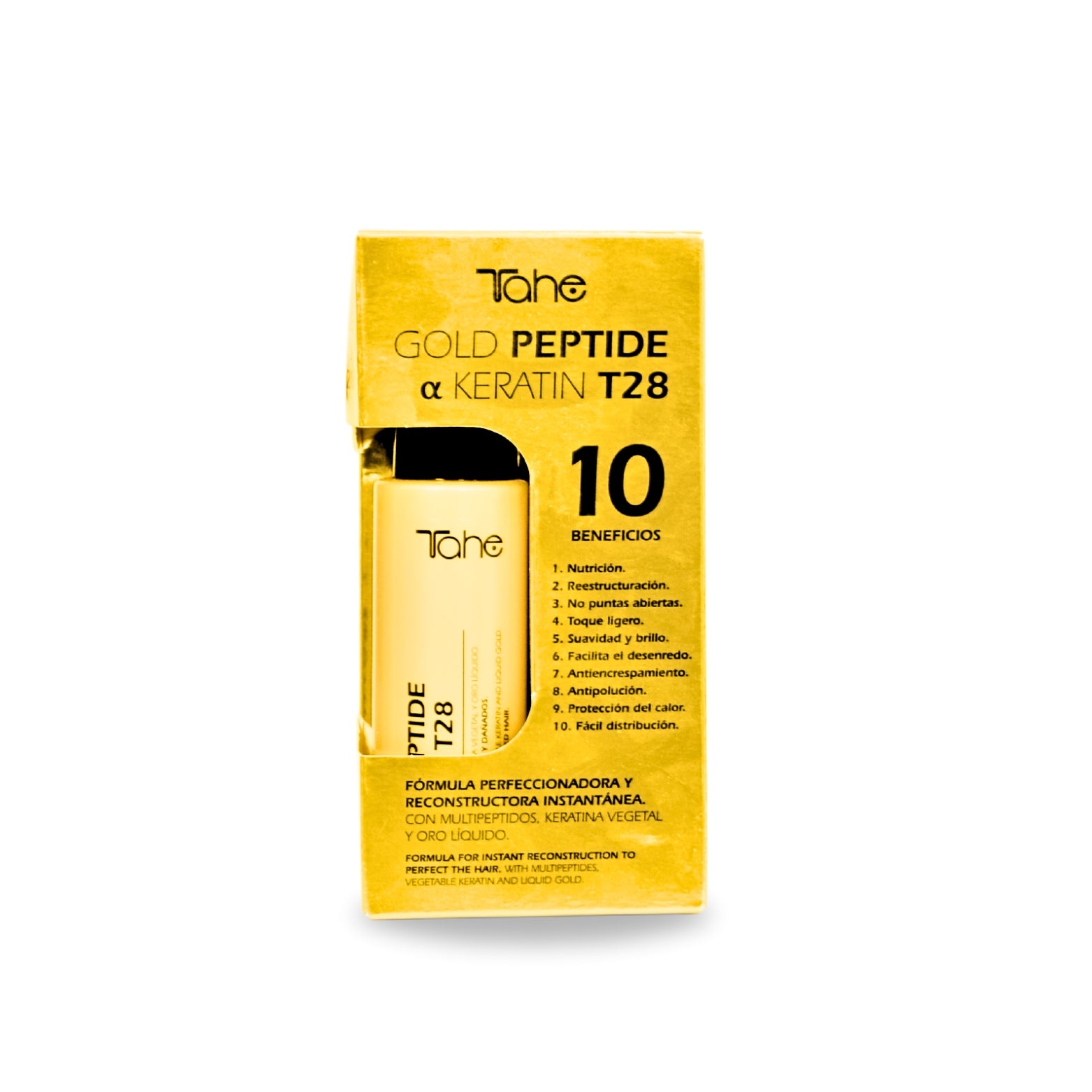 tahe Sérum à la kératine T28 Peptide d'Or Pour cheveux sensibles et abîmés Formulé avec des polypeptides Et de la kératine végétale