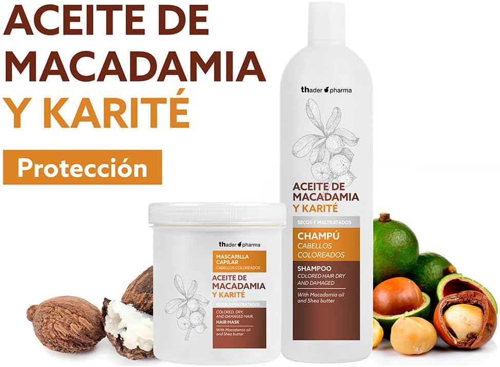 Thader Th Pharma Shampooing avec Extrait de Noix de Macadamia/Beurre de Karité 1000 ml